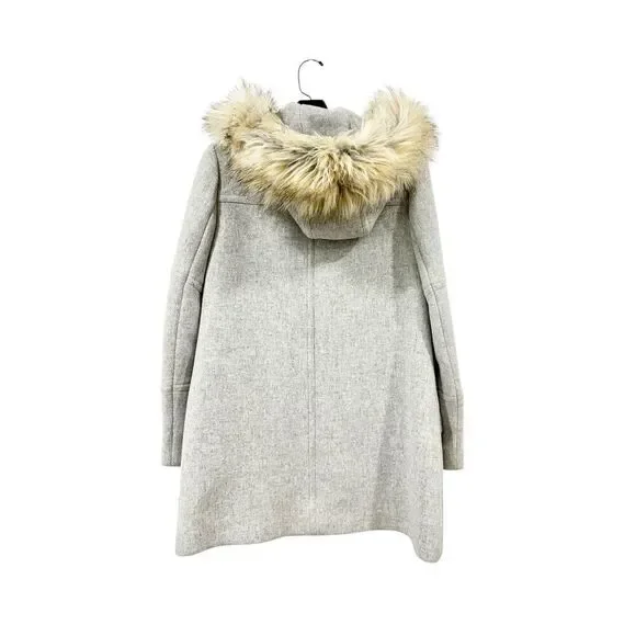 J Crew Stadium Cloth Fur Lined Wool Coat Size 0 - Picture 3 of 9